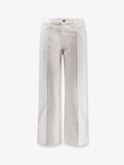 Totême White Denim Trousers With Flared Bottom