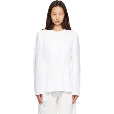 Totême Toteme Cotton Jacquard Longline Blazer In White