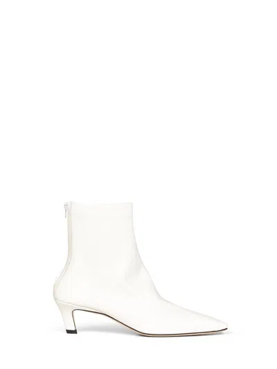 Totême White Kitten Heel Ankle Boots<br/>