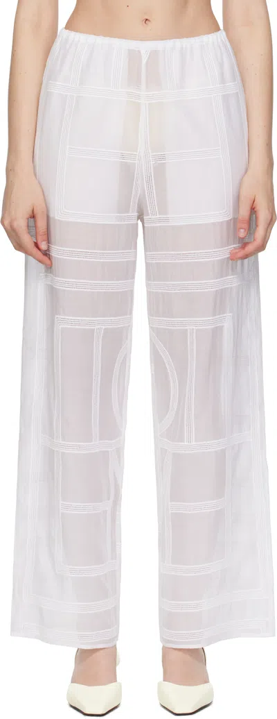 Totême White Monogram Crochet Pj Lounge Pants