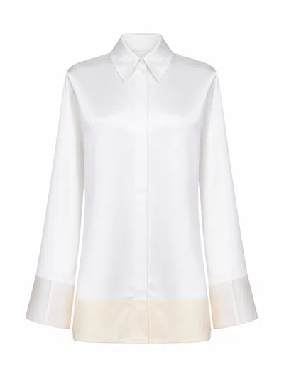 Totême White Satin Tuxedo-style Shirt