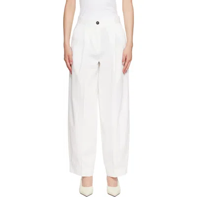 Totême White Single Pleat Cotton Trousers