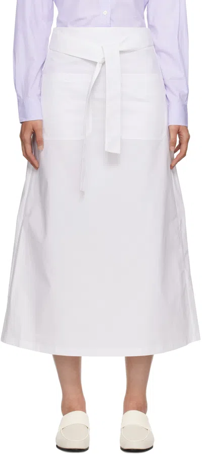 Totême Toteme Womens White Belted Patch-pocket Organic-cotton Midi Skirt