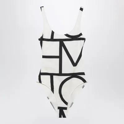 Totême Toteme White/black Monogram Swimsuit