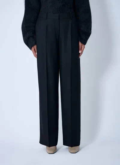 Totême Wide Flannel Pants In Black