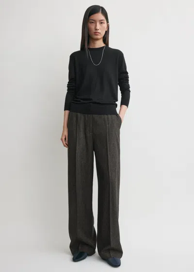 Totême Wide Flannel Trousers Charcoal In Gray