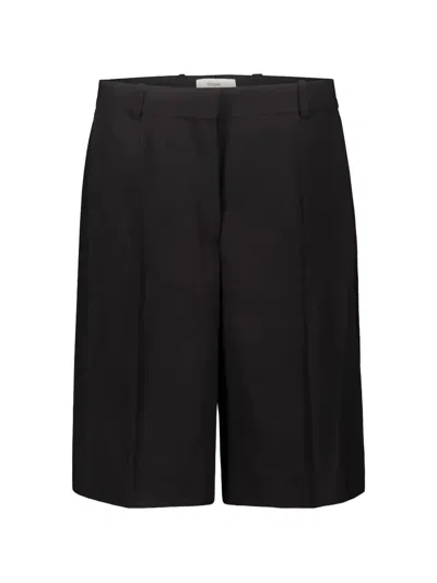 Totême "wide Fluid" Shorts In Black