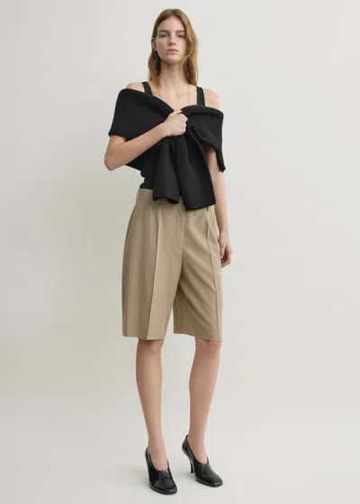 Totême Wide Fluid Shorts Taupe In Brown