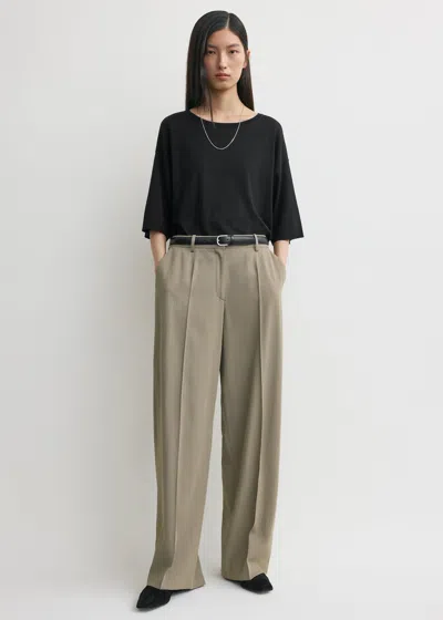 Totême Wide Fluid Trousers Taupe In Brown