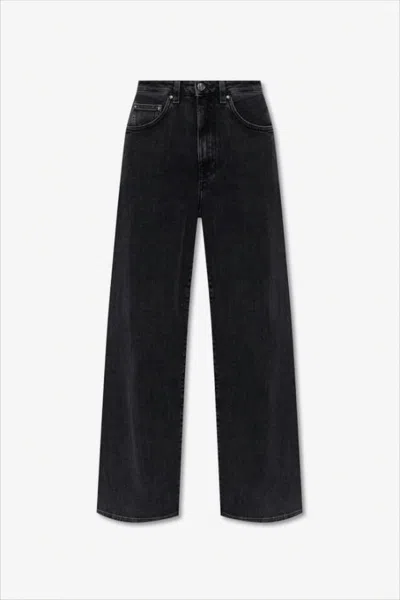 Totême Wide-leg Black Denim Pants With Classic Five-pocket Design