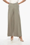 Totême Wide Leg Cropped Fit Pants With Front Zip In Green