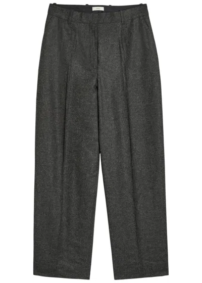 Totême Toteme Wide-leg Flannel Trousers In Gray