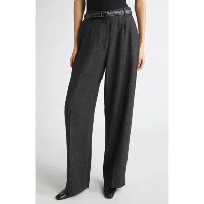 Totême Toteme Wide Leg Flannel Trousers In Gray