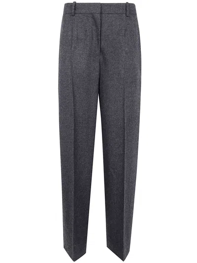 Totême Wide Leg Flannel Trousers In Gray