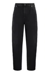 Totême Logo-embroidered Tapered-leg Jeans In Black