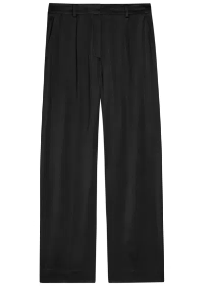 Totême Toteme Wide-leg Satin Trousers In Black