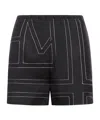 Totême Black Monogram Silk Pj Shorts In Black