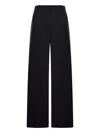 Totême Fluid Trousers With Wide Leg And Pleats In Black