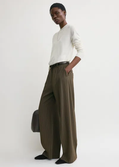 Totême Wide Pinstriped Trousers Pepper In Green
