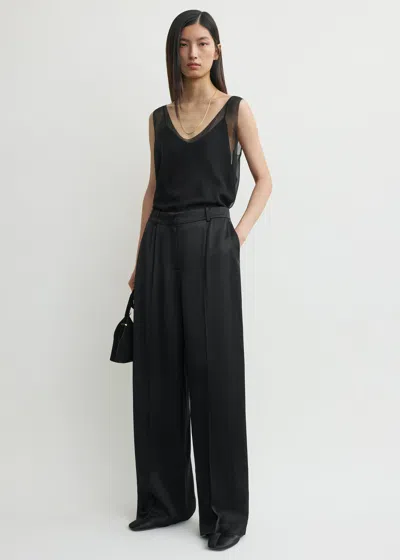 Totême Wide Satin Trousers Black