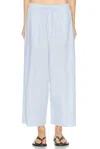 Totême Womens Sky Logo-embroidered Wide-leg Cotton And Linen Trousers In Blue