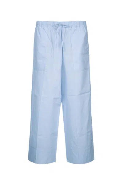 Totême Toteme Chic Drawstring Trousers With Tailored Legs In Blue