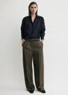 Totême Wide Tailored Trousers Forest In Green
