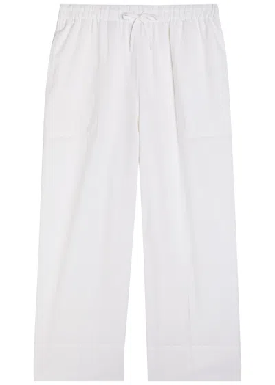 Totême Toteme Wide-leg Cotton And Linen-blend Trousers In White