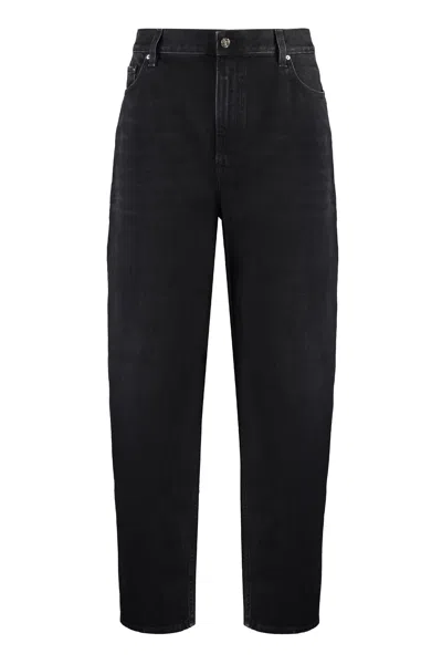 Totême Wide-leg Jeans With Metal Buttons & Rivets In Black