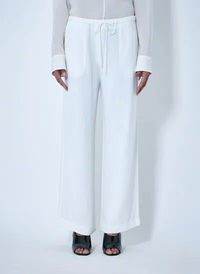 Totême Wide-leg Trousers With Drawstring Waist In White