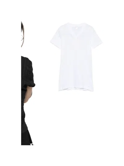 Totême Wide-ribbed V-neck T-shirt In White