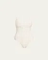 Totême Windowpane One-piece Swimsuit In White