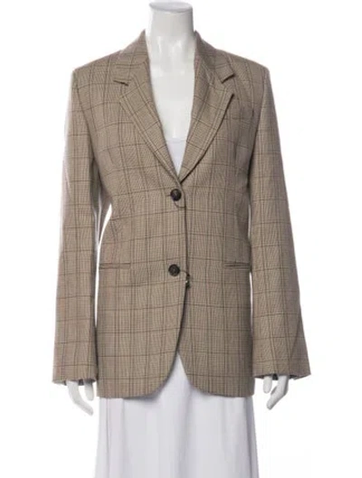 Pre-owned Totême Windowpane-check Suit Jacket Wool Blazer W/ Tags In Neutrals