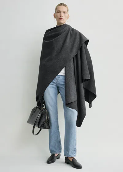 Totême Winter Flannel Cape Charcoal In Gray