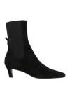 Totême Square Pointed-toe Ankle Kitten-heel Boots In Black Suede