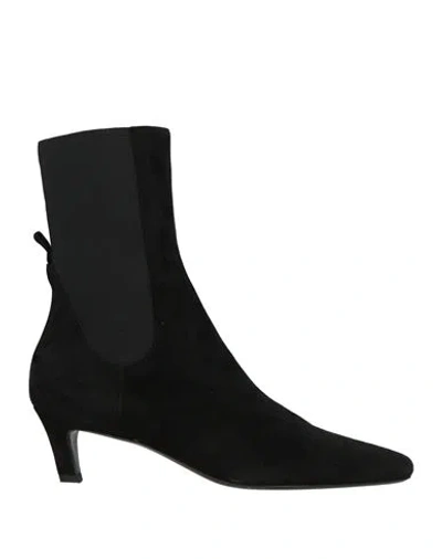 Totême Square Pointed-toe Ankle Kitten-heel Boots In Black Suede