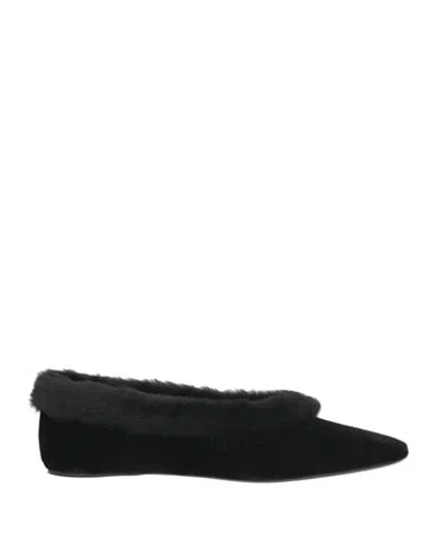 TOTÊME TOTEME WOMAN BALLET FLATS BLACK SIZE 10 COTTON, POLYESTER, ELASTANE