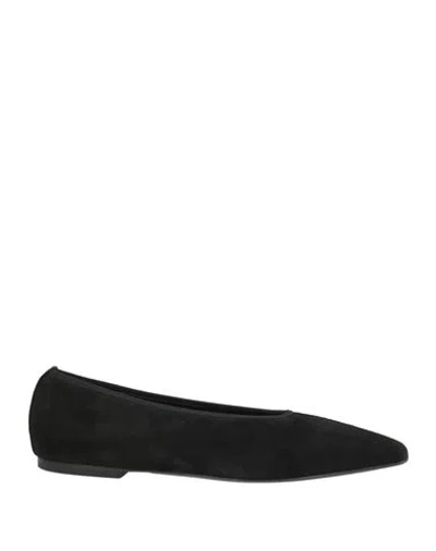 Totême Women's Velvet Ballerinas Made From Recycled Polyester With Elastic Trim In Black