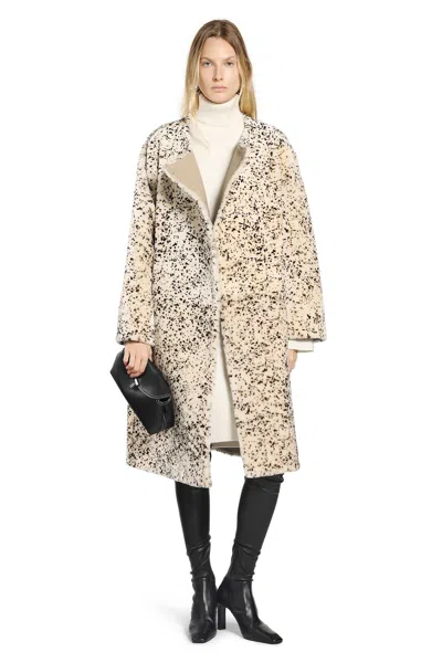 Totême Woman Black&white Coats In Multi