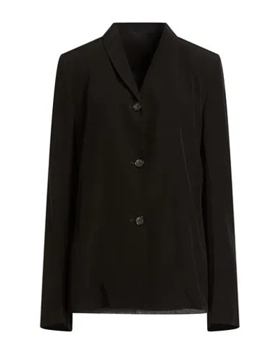 Totême Toteme Woman Blazer Black Size 6 Viscose, Wool In Brown