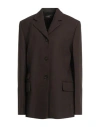 Totême Toteme Woman Blazer Dark Brown Size 6 Recycled Polyester, Wool, Elastane In Black