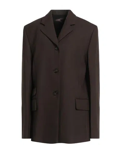 Totême Toteme Woman Blazer Dark Brown Size 6 Recycled Polyester, Wool, Elastane In Black