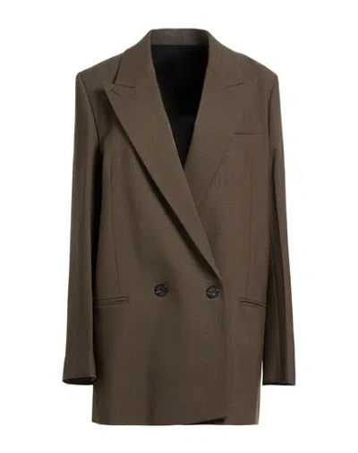 Totême Toteme Woman Blazer Military Green Size 4 Wool, Polyamide In Brown