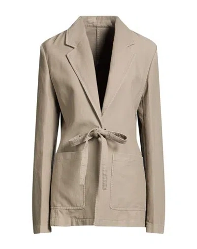 Totême Toteme Woman Blazer Sage Green Size 4 Cotton In Gray