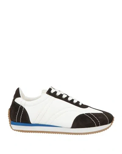 Totême Toteme Woman Sneakers Dark Brown Size 8 Leather, Textile Fibers In White