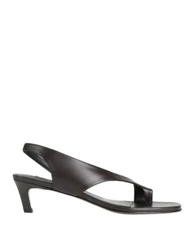 Totême Toteme Woman Thong Sandal Dark Brown Size 6 Leather