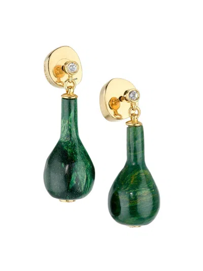 Totême Women's 24k-gold-plated, Jade & Cubic Zirconia Drop Earrings