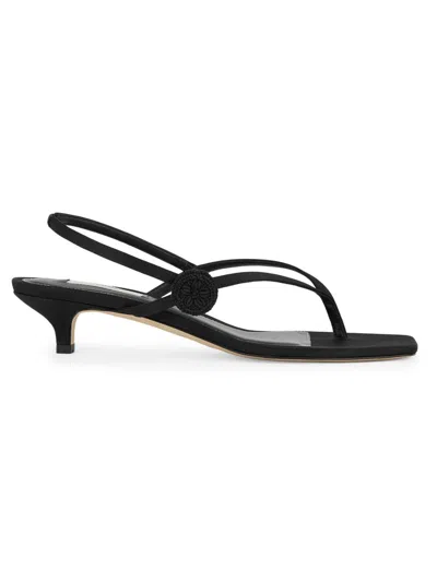 Totême Black Satin Flip Flops Slingback Sandals