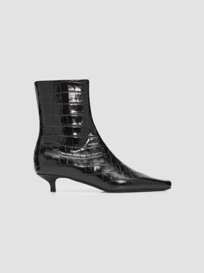 Totême Women's 35mm Slim Croc-embossed Ankle Boots In Black