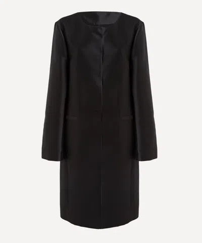 Totême Toteme Women's Black Collarless Silk Coat In Black